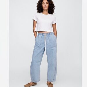 NEW GAP 2025 Super Soft Pull On Barrel Jeans Light Wash size small